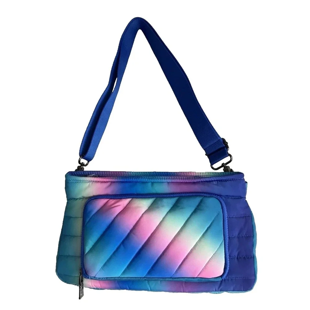 Think‎ Royln Downtown Crossbody Bag Rainbow Ombre Quilted Puffer Pouch New